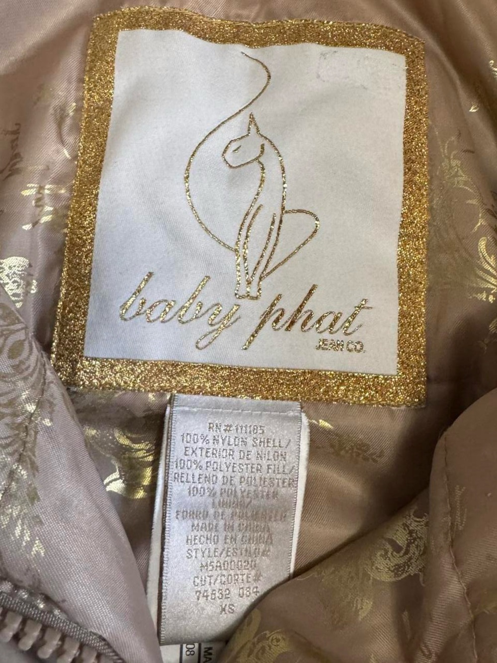 Baby Phat Vintage Y2K GRAIL Gold Satin Cinch-Waist Puffer Jacket - Picture 5 of 11